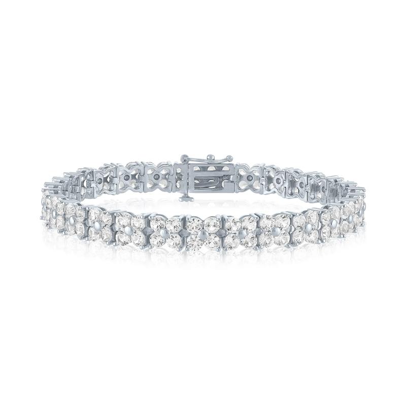 Lab-Created White Sapphire Double-Row Tennis Bracelet in Sterling Silver – Image 1 of 1