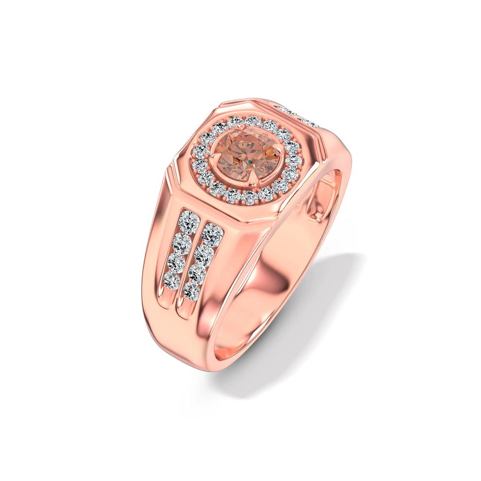 Men's Lab Grown Diamond Oval Brown Ring in 10K Rose Gold (1 ct. tw.) – Image 4 of 4