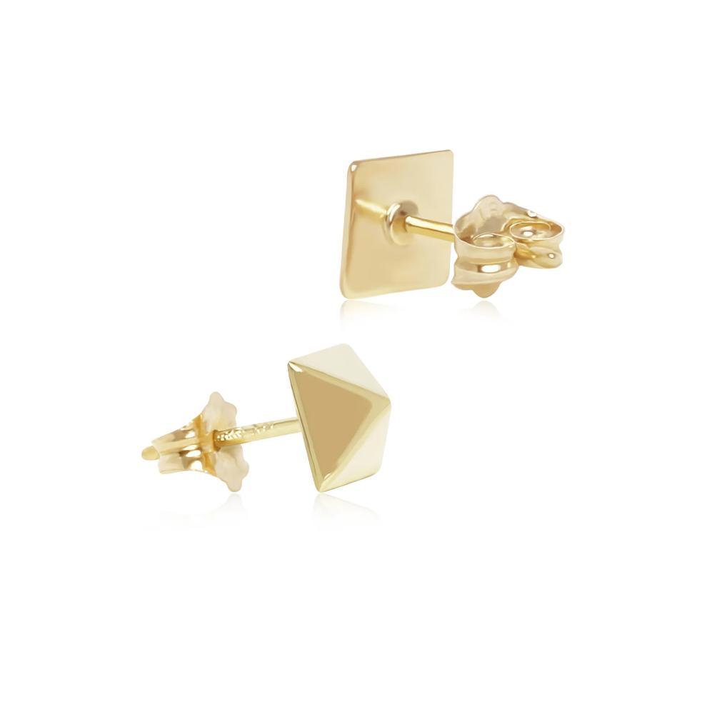 Puffed Pyramid Stud Earrings in 14K Yellow Gold, 6mm – Image 2 of 2