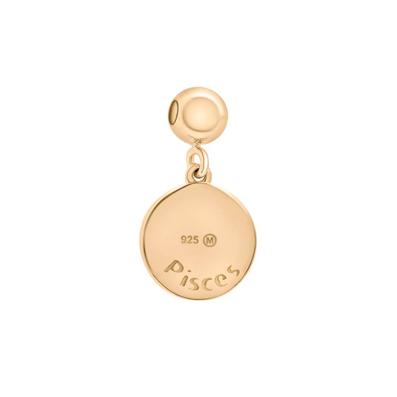 Pisces Zodiac Disc Bead Charm in Vermeil – Image 3 of 3