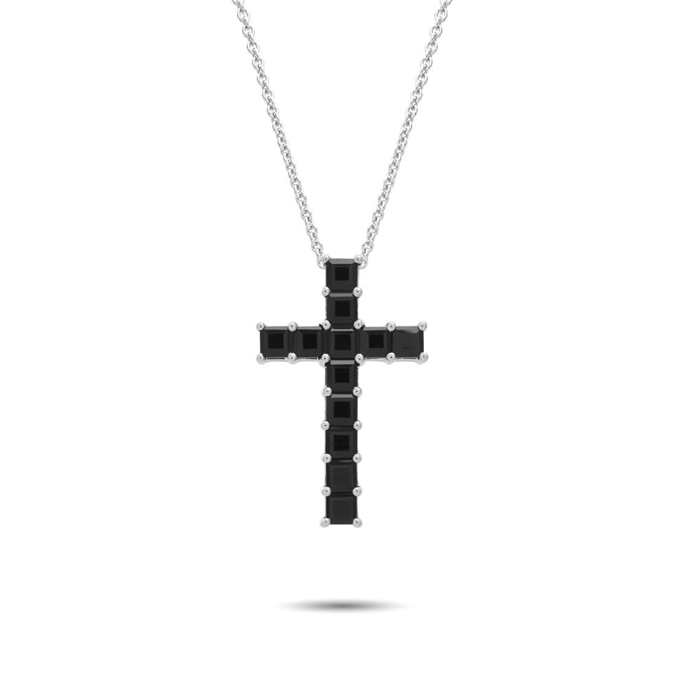 Onyx Cross Pendant in Sterling Silver – Image 1 of 4