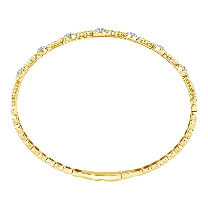 Dimond Flexible Bangle Bracelet in 10K Yellow Gold &#40;1/3 ct. tw.&#41; – Image 3 of 3