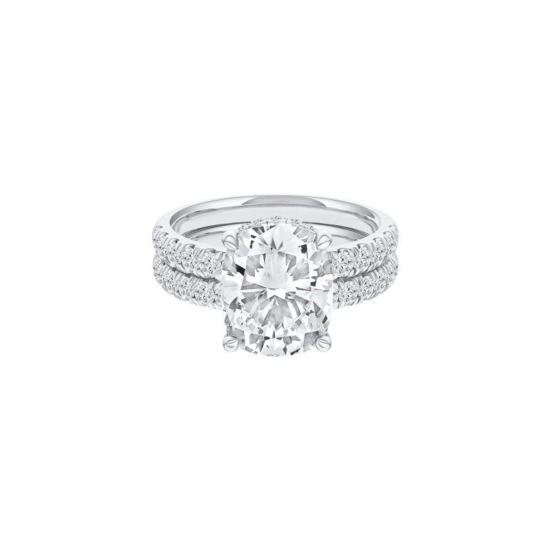 Lab Grown Diamond Elongated Cushion-Cut Bridal Set in 14K White Gold &#40;5 ct. tw.&#41; – Image 1 of 5