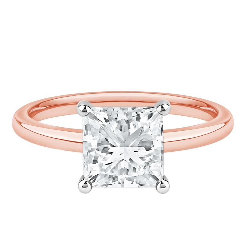 Diamond Princess Cut Solitaire Engagement Ring in 14K Rose Gold (2 ct.) – Image 1 of 5