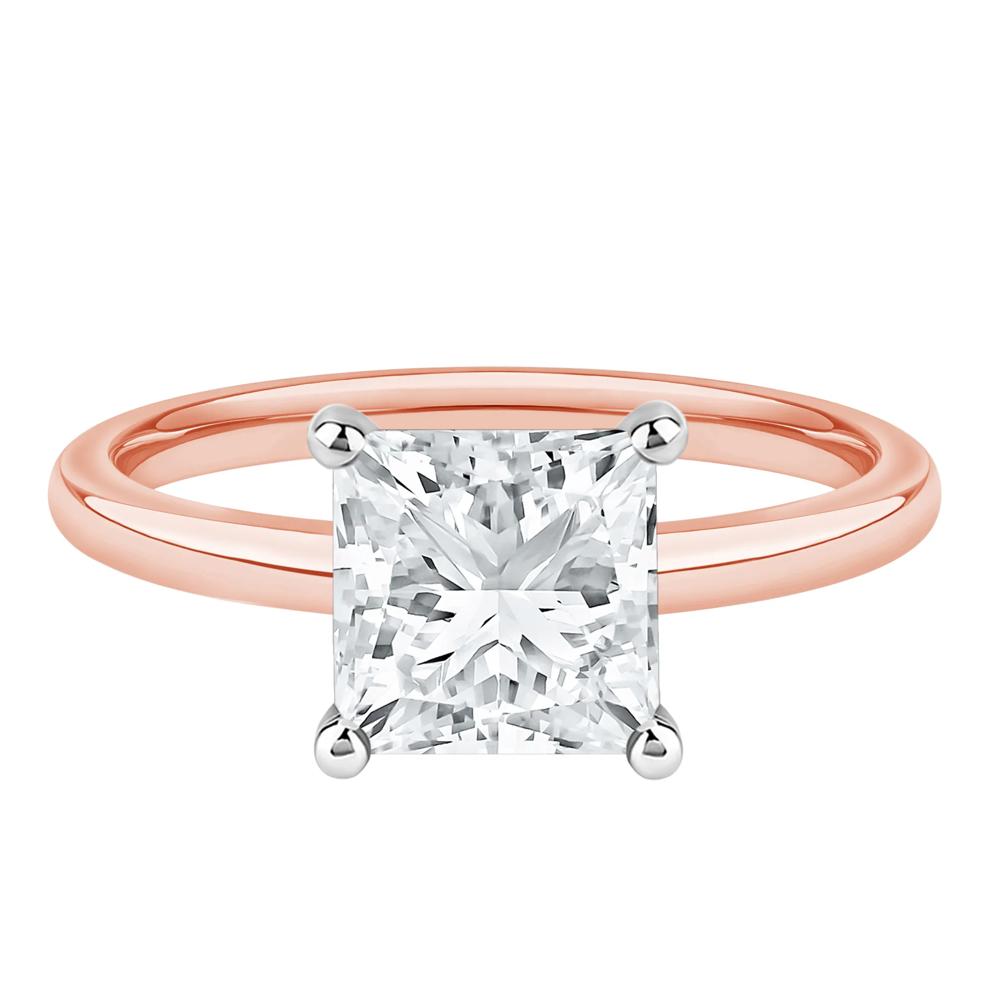 Diamond Princess Cut Solitaire Engagement Ring in 14K Rose Gold (2 ct.) – Image 1 of 5