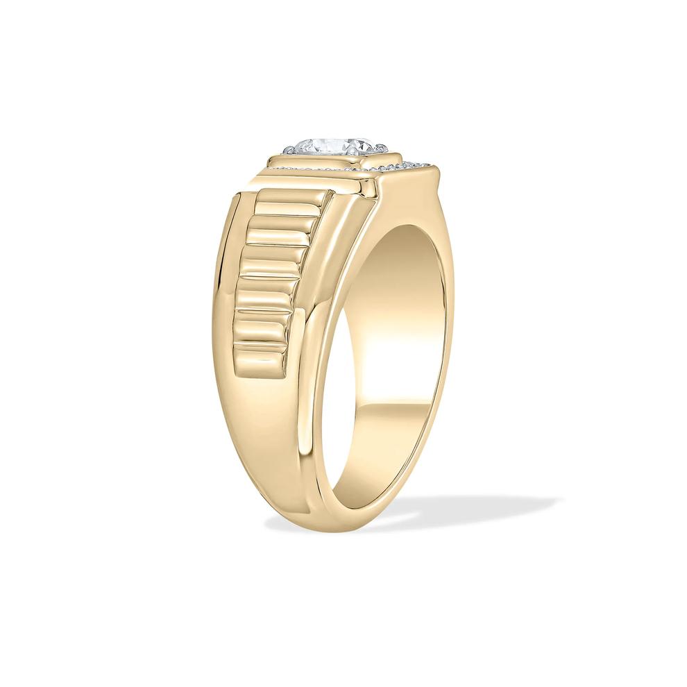 Men's Lab Grown Diamond Round Ring in 10K Yellow Gold (1 1/4 ct. tw.) – Image 3 of 4