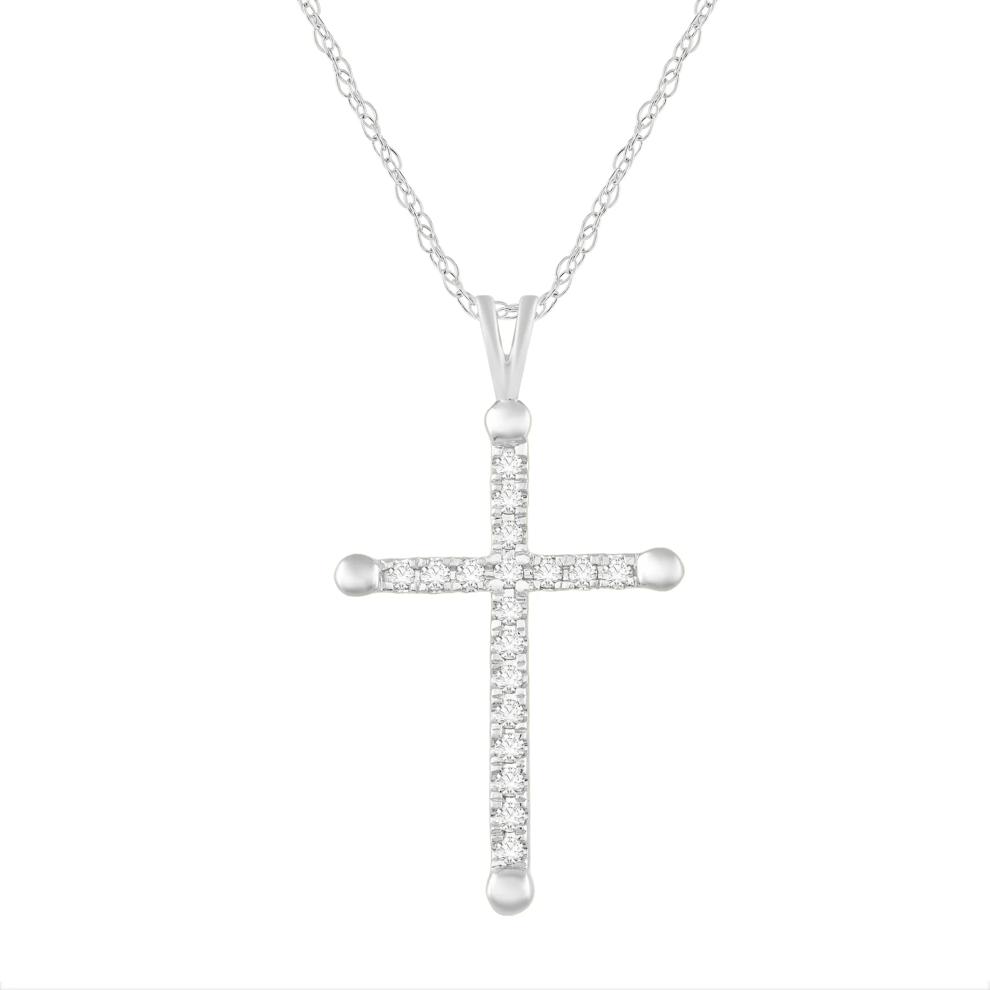 Diamond Cross Pendant in 10K White Gold (1/4 ct. tw.) – Image 1 of 3
