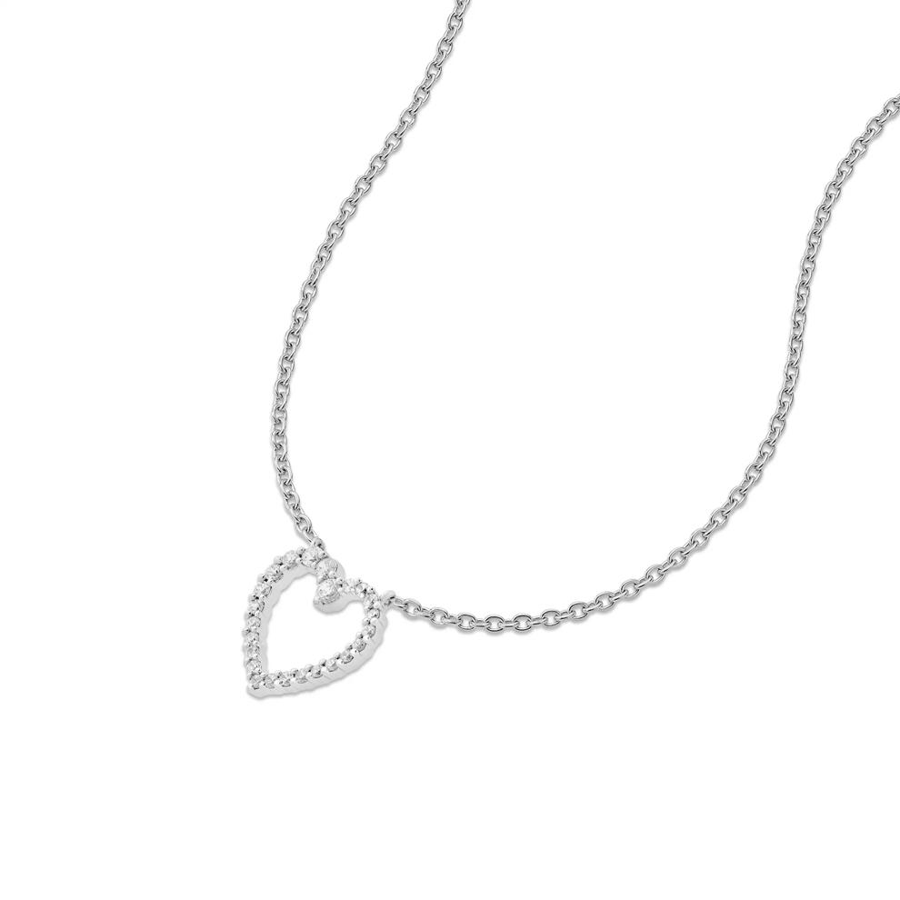 Diamond Open Heart Pendant Necklace in Sterling Silver (1/4 ct. tw.) – Image 4 of 4