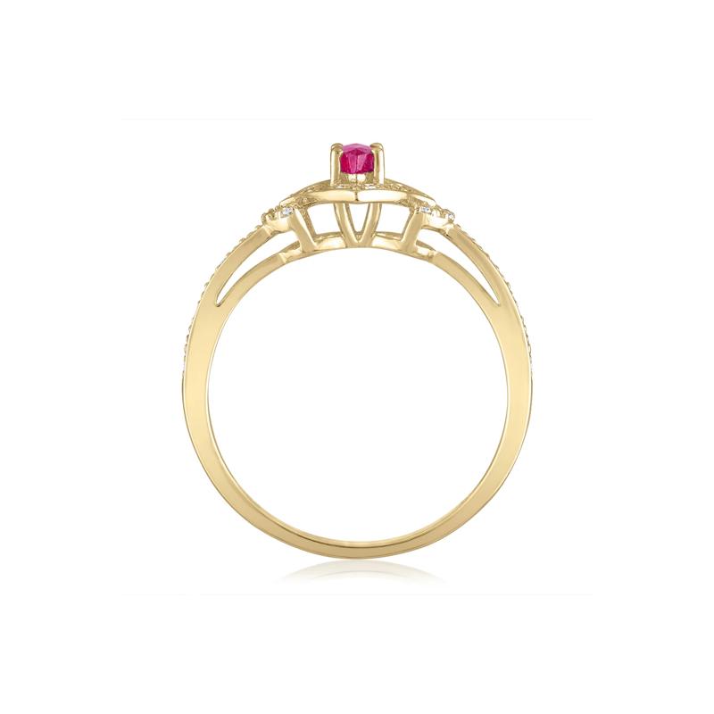 Marquise Ruby &amp; Diamond Ring in 14K Yellow Gold – Image 2 of 3