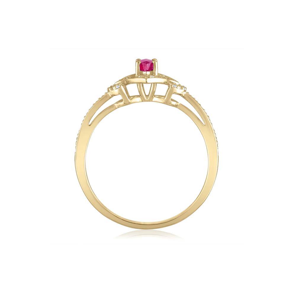 Marquise Ruby &amp; Diamond Ring in 14K Yellow Gold – Image 2 of 3
