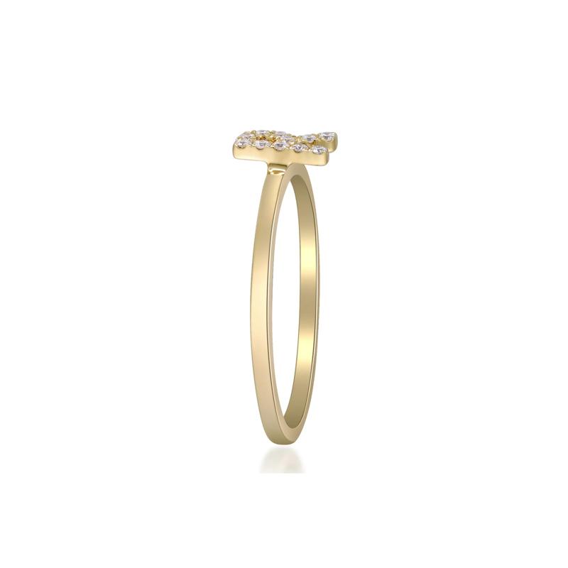 Diamond Accent &quot;R&quot; Initial Ring in 10K Yellow Gold – Image 3 of 5