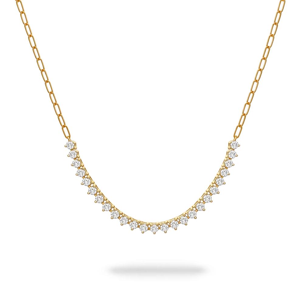 Diamond Smile Paperclip Necklace in 10K Yellow Gold (1/2 ct. tw.) – Image 1 of 4
