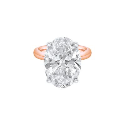 Lab Grown Diamond Oval Solitaire Ring in 14K Rose & White Gold (8 ct.)