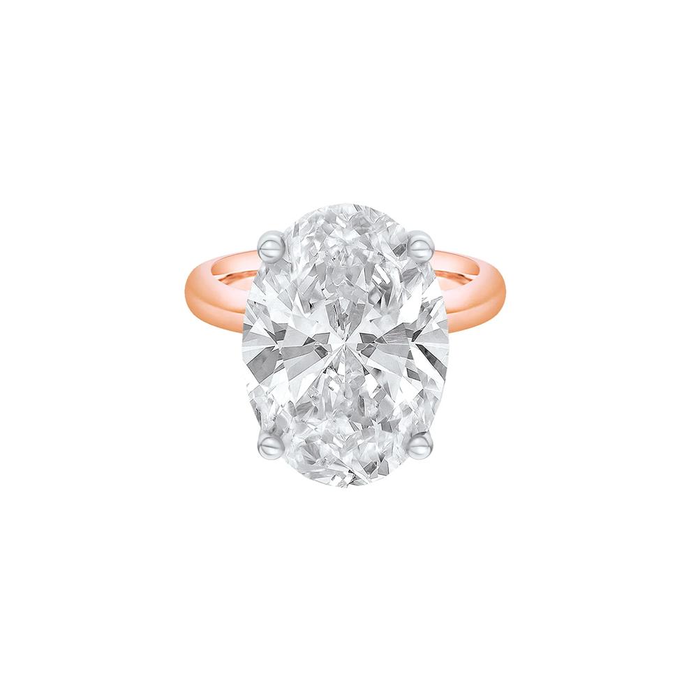 Lab Grown Diamond Oval Solitaire Ring in 14K Rose &amp; White Gold (8 ct.) – Image 1 of 4