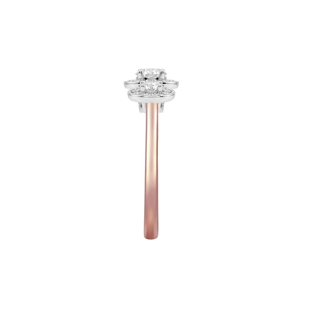 Diamond Oval Center Three-Stone Engagement Ring in 14K Rose &amp; White Gold (5/8 ct. tw.) – Image 3 of 3