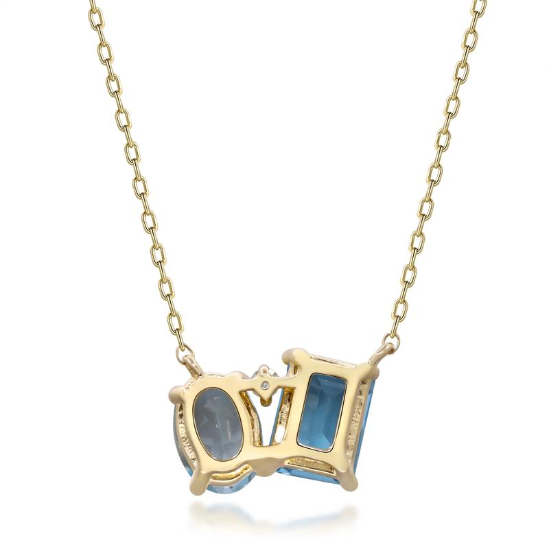 Blue Topaz and Diamond Accent Pendant Necklace in 10K Yellow Gold – Image 3 of 3