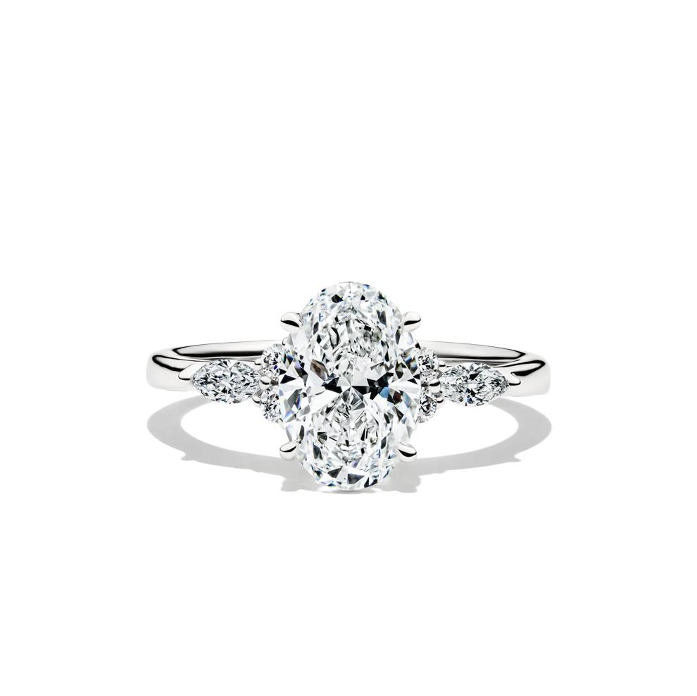 Lab Grown Diamond Oval and Marquise Engagement Ring in 14K White Gold (2 1/4 ct. tw.) – Image 1 of 4
