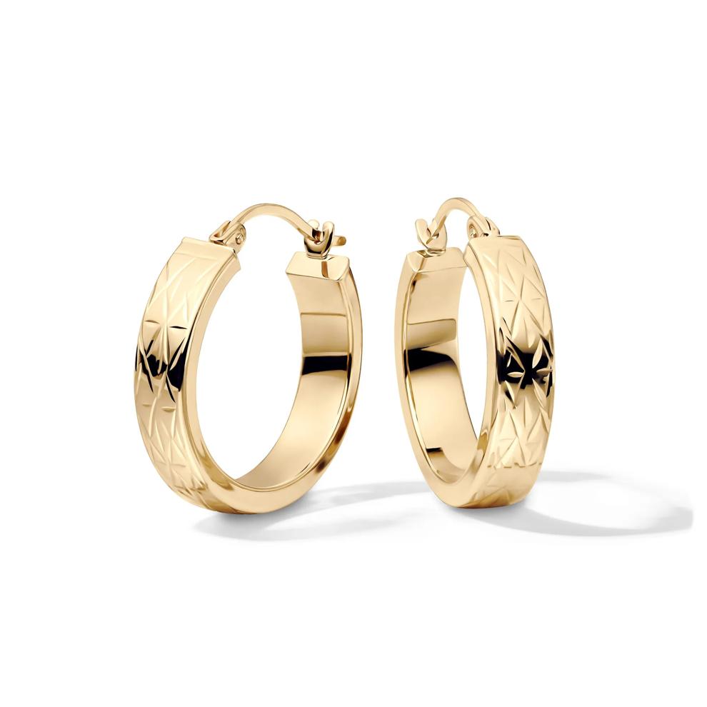 Textured Hoop Earrings in 14K Yellow Gold – Image 1 of 3