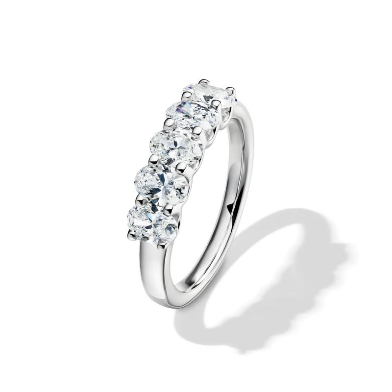 Lab Grown Diamond Five-Stone Oval Anniversary Band in 14K White Gold &#40;1 1/2 ct. tw.&#41;  – Image 4 of 4