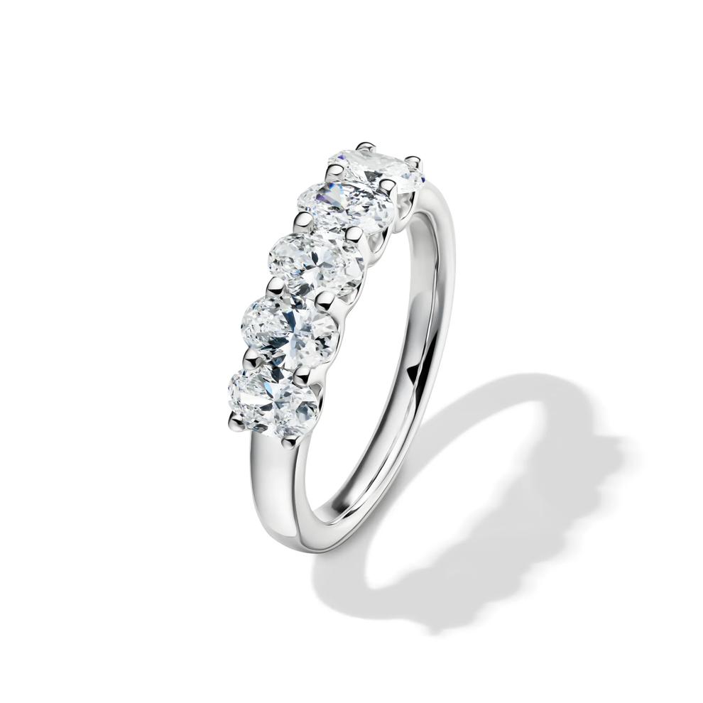 Lab Grown Diamond Five-Stone Oval Anniversary Band in 14K White Gold (1 1/2 ct. tw.)  – Image 4 of 4