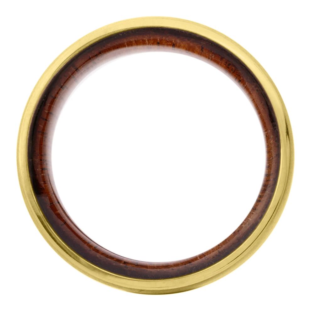  Men&rsquo;s 14K Yellow Gold &amp; Sapele Wood Wedding Band, 8MM  – Image 2 of 3