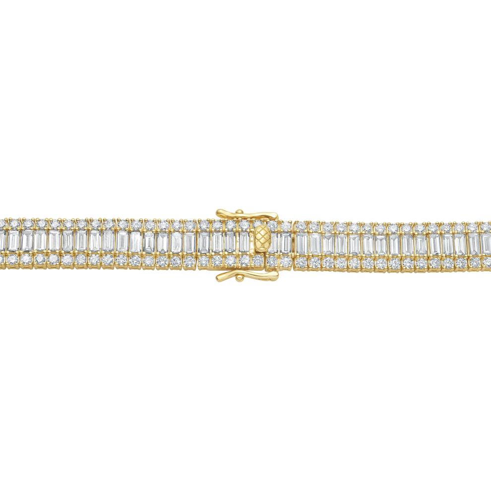 Men's Lab Grown Diamond Baguette &amp; Round Eternity Necklace in 14K Yellow Gold (41 1/6 ct. tw.) – Image 4 of 4