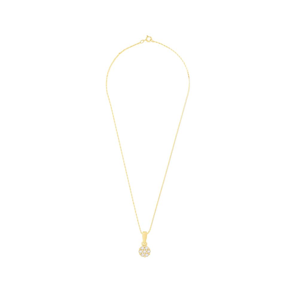 Diamond Accent Round Cluster Pendant Necklace in 10K Yellow Gold – Image 3 of 4