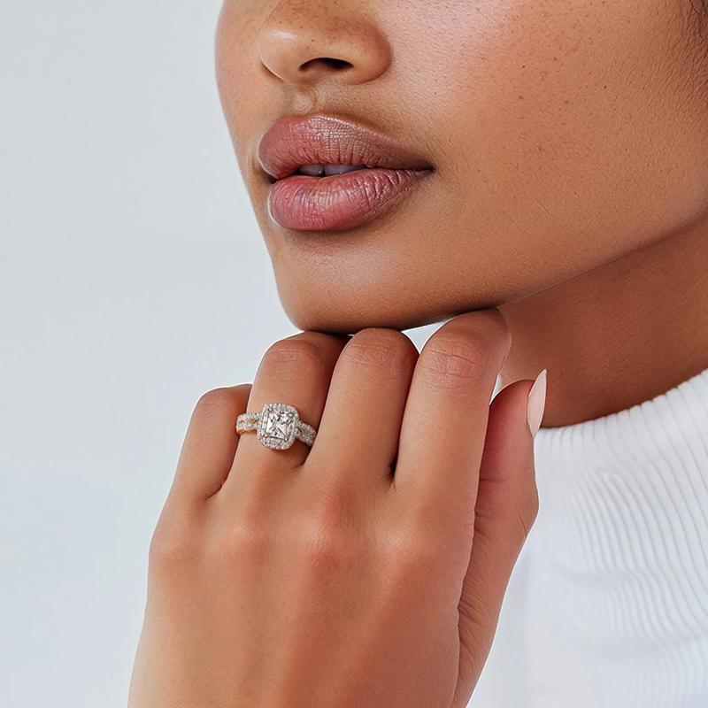 Adriana Lab Grown Diamond Engagement Ring Set in 14K White Gold with Yellow Gold &#40;2 1/4 ct. tw.&#41; – Image 7 of 7