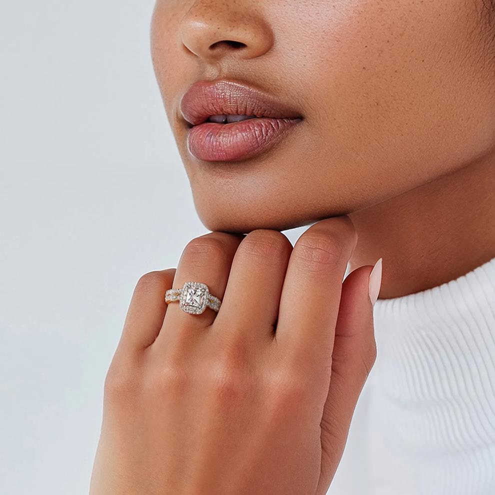 Adriana Lab Grown Diamond Engagement Ring Set in 14K White Gold with Yellow Gold (2 1/4 ct. tw.) – Image 7 of 7