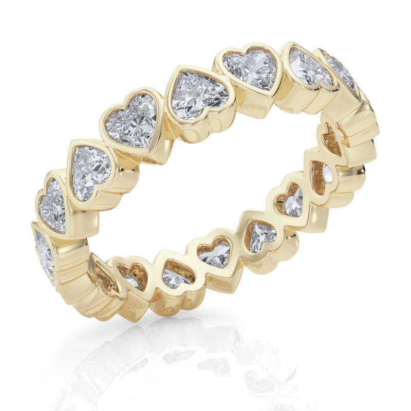 Lab Grown Diamond Heart Bezel Eternity Band in 14K Yellow Gold &#40;2 ct. tw.&#41; – Image 5 of 5