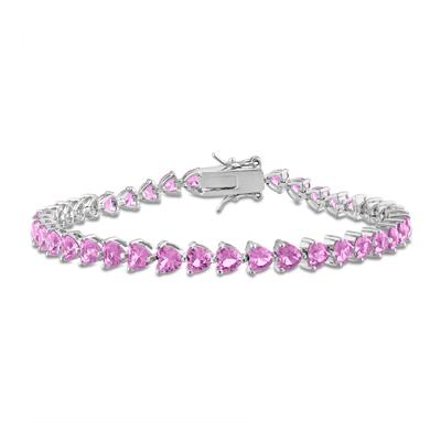 Lab-Created Pink Sapphire Bracelet in Sterling Silver 