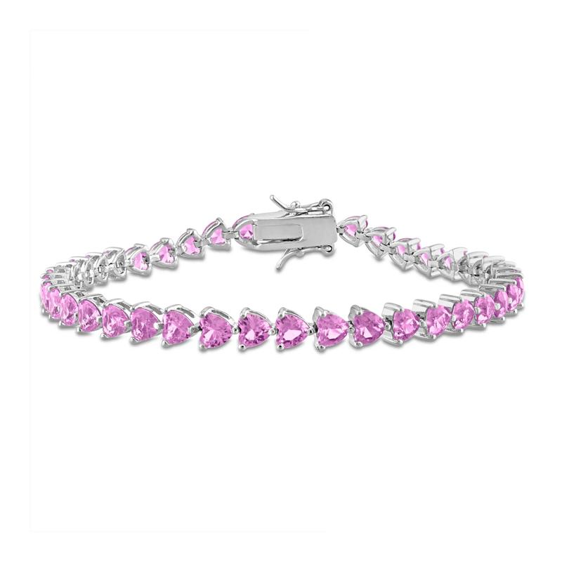 Lab-Created Pink Sapphire Bracelet in Sterling Silver  – Image 1 of 5