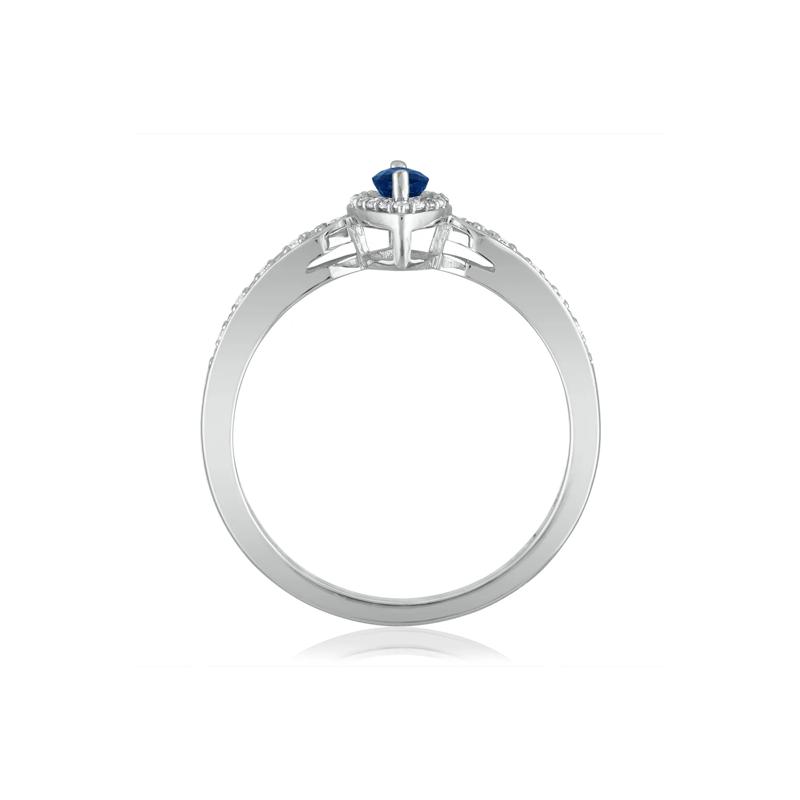 Blue Sapphire and Diamond Ring in 14K White Gold &#40;1/10 ct. tw.&#41; – Image 2 of 3