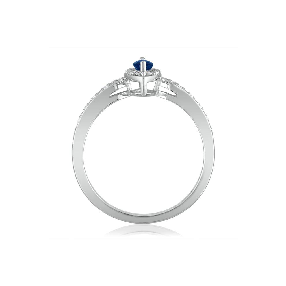 Blue Sapphire and Diamond Ring in 14K White Gold (1/10 ct. tw.) – Image 2 of 3