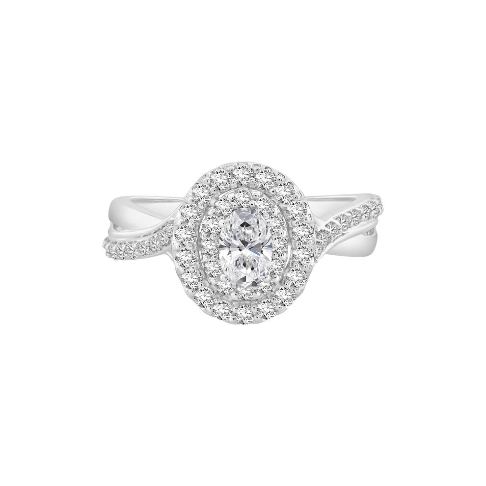 Oval Diamond Halo Engagement Ring in 14K White Gold (1 ct. tw.) – Image 1 of 4