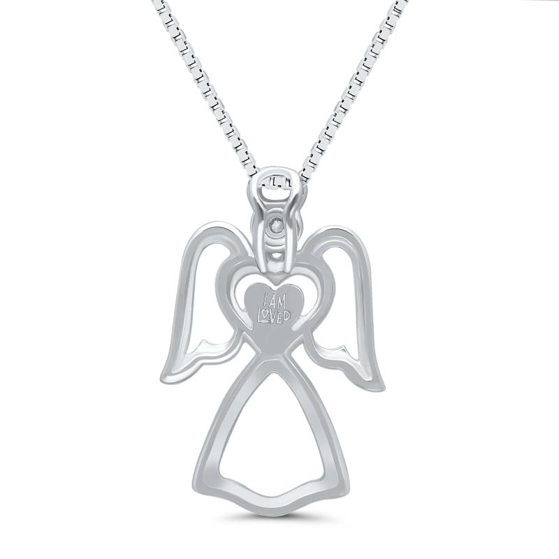 Diamond Accent Angel Pendant in Sterling Silver and 14K Rose Gold – Image 4 of 4