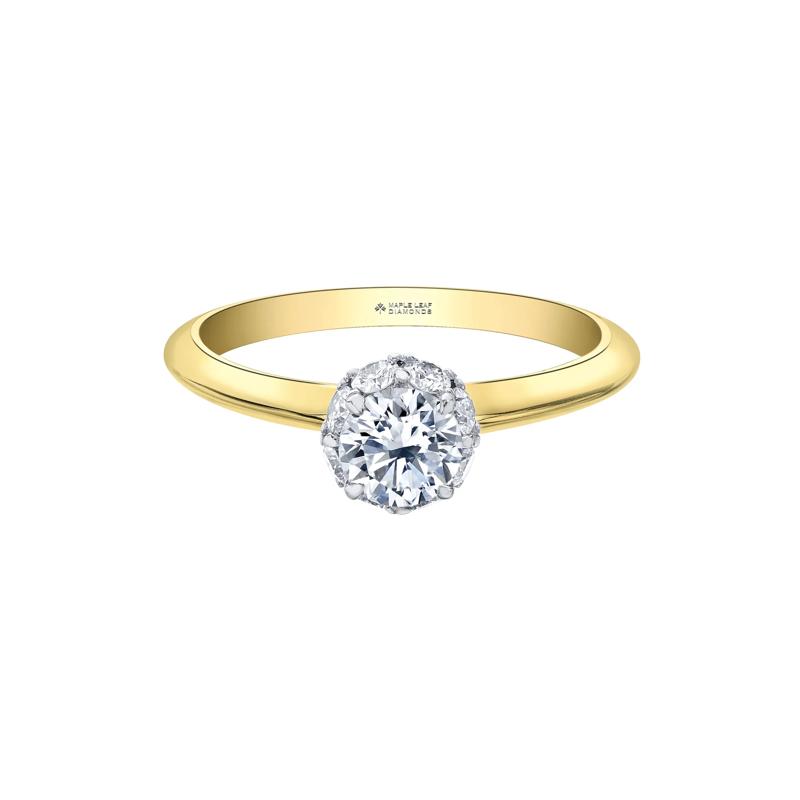 Halo Engagement Ring in 14K Yellow Gold &amp; 14K White Gold &#40;3/4 ct. tw.&#41; – Image 1 of 7