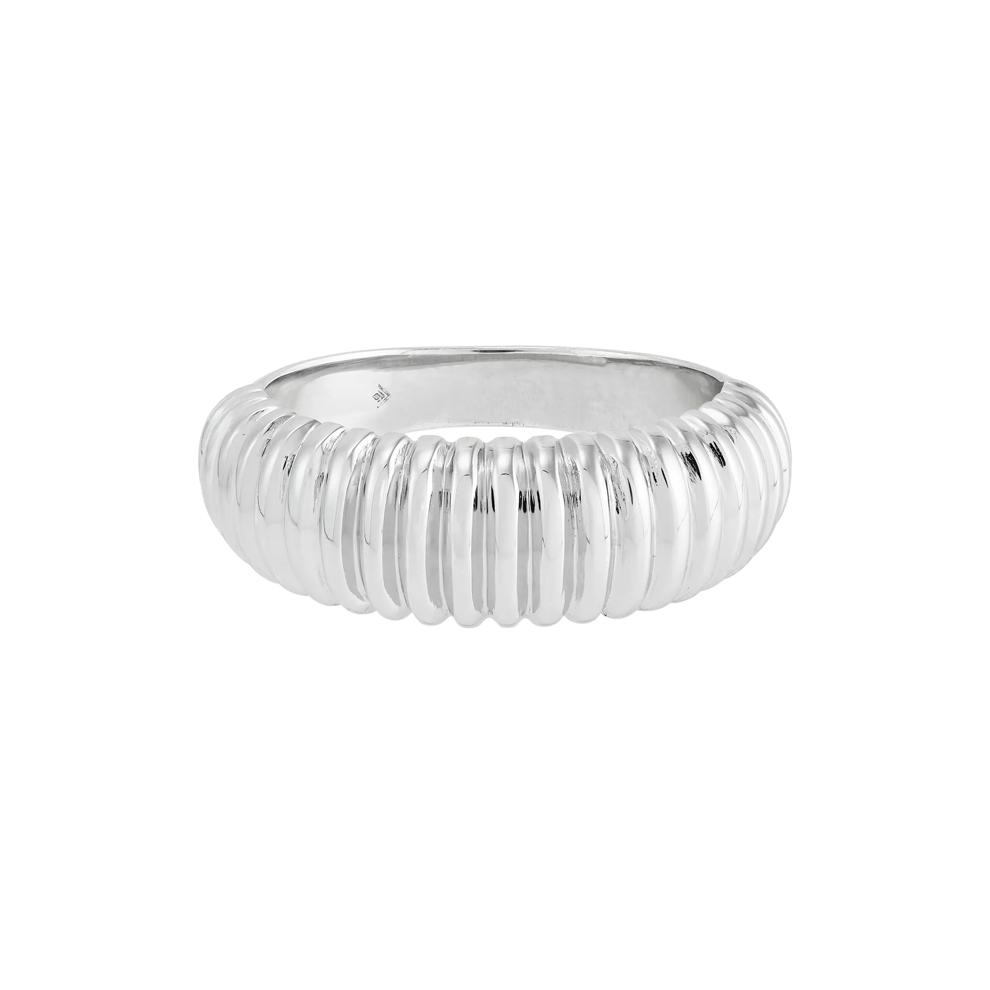 Polished Ribbed Ring in Sterling Silver – Image 1 of 4