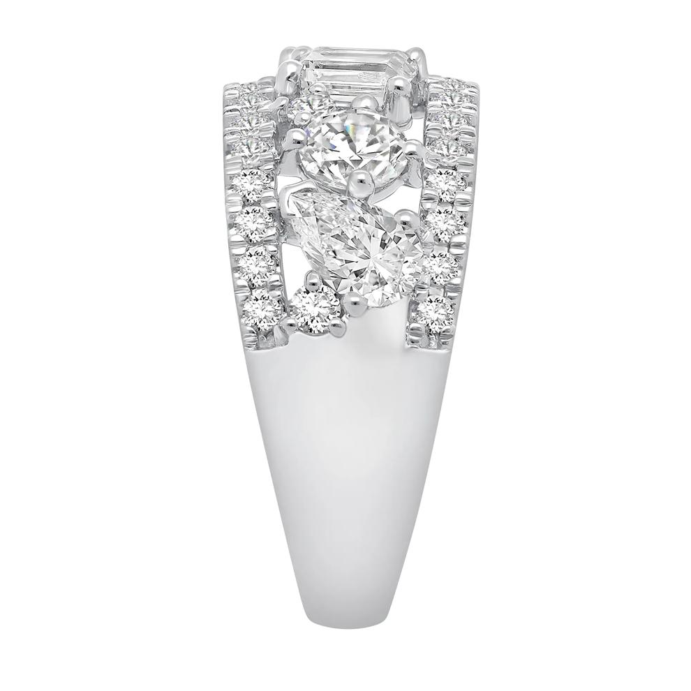 Lab Grown Diamond Three-Row Mixed Cut Band Ring in 14K White Gold (2 ct.tw.) – Image 3 of 4