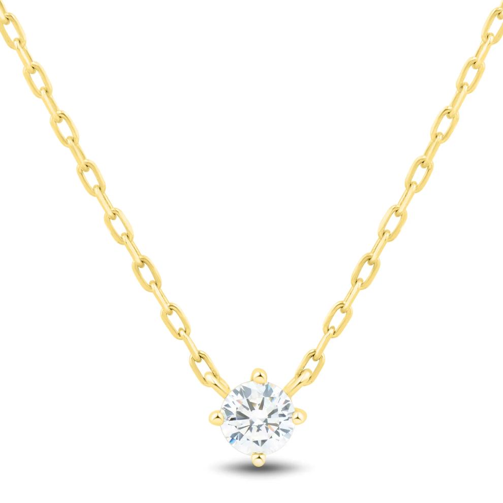Lab Grown Diamond Round Solitaire Necklace in 10K Yellow Gold (1/4 ct. tw.) – Image 1 of 4
