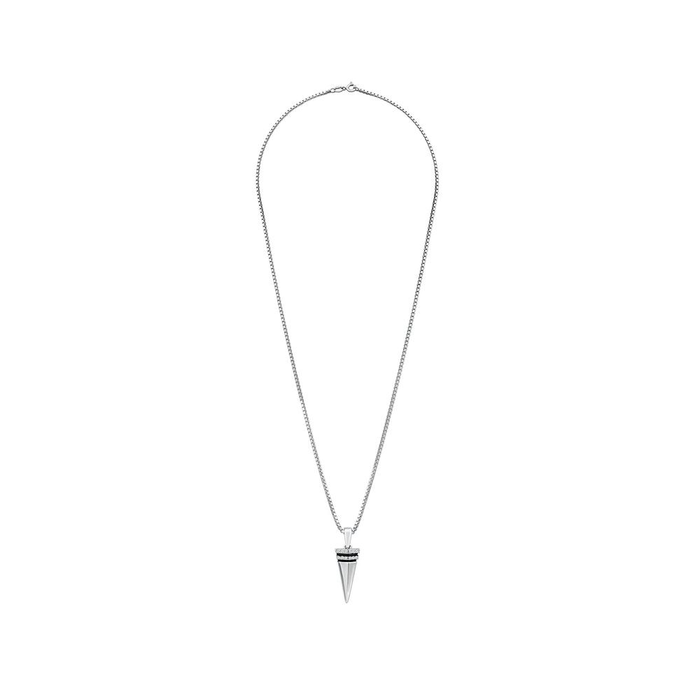 Men's Diamond Shark Tooth Pendant Necklace in Sterling Silver (1/10 ct. tw.) – Image 3 of 4