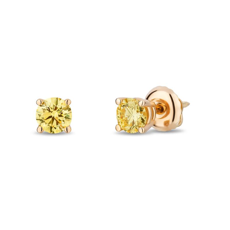 Lab Grown Yellow Diamond Solitaire Earrings in 14K Yellow Gold &#40;1/2 ct. tw.&#41; – Image 1 of 2