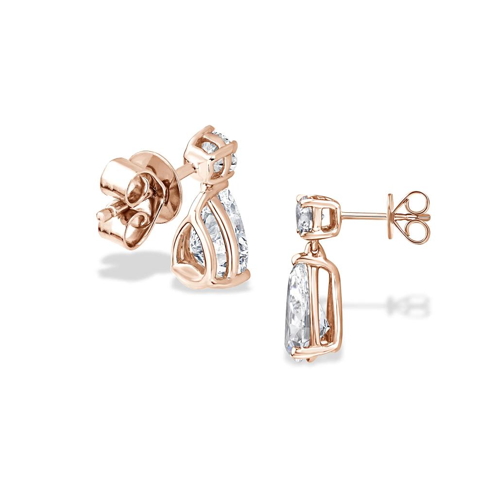 Lab Grown Diamond Pear-Shaped &amp; Round Drop Earrings in 10K Rose Gold (2 ct. tw.) – Image 2 of 2