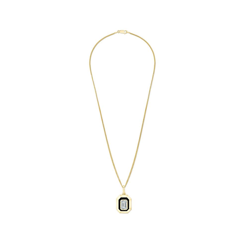 Lab Grown Diamond Emerald-Cut Pendant Necklace in 10K Yellow Gold (1 1/2 ct. tw.) – Image 3 of 4