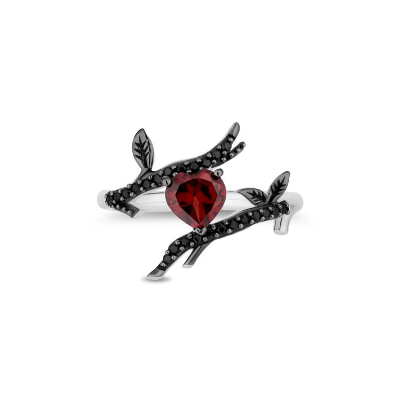 Evil Queen Enchanted Forest Garnet &amp; Black Diamond Ring in Sterling Silver – Image 1 of 3