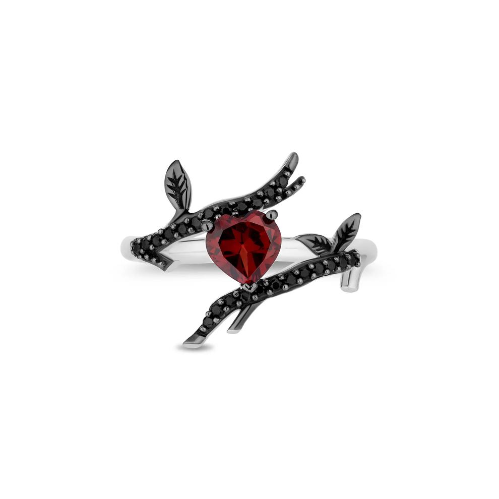Evil Queen Enchanted Forest Garnet &amp; Black Diamond Ring in Sterling Silver – Image 1 of 3