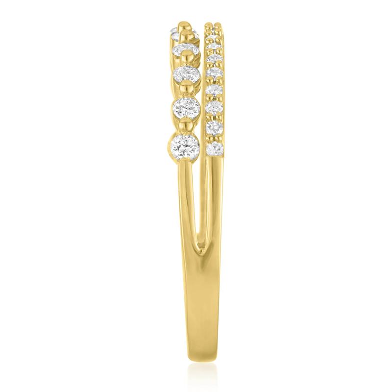 Diamond Double-Row Ring in 10K Yellow Gold &#40;1/3 ct. tw.&#41; – Image 2 of 3