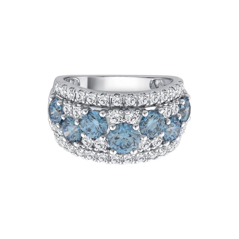 Lab Grown Diamond Blue and White Band in 10K White Gold (3 1/2 ct. tw.) – Image 1 of 3