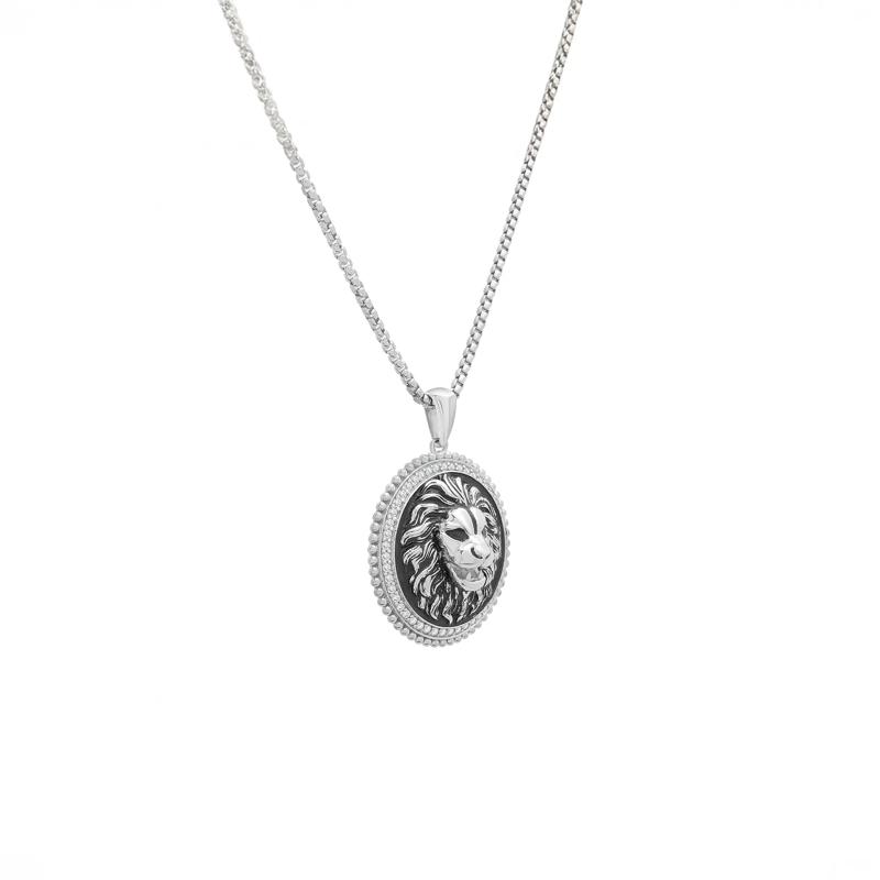 Men&#39;s Lion Head Diamond Pendant in Sterling Silver &#40;1/4 ct. tw.&#41; – Image 2 of 4