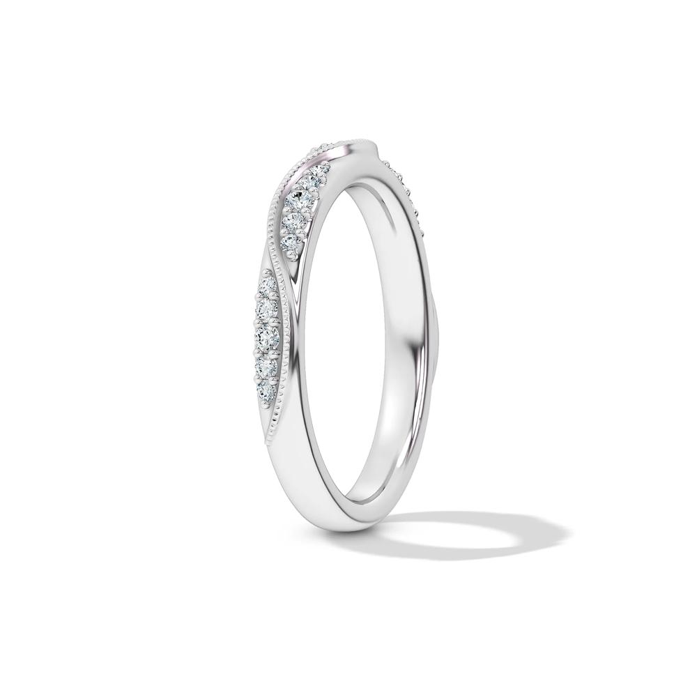 Lab Grown Diamond Milgrain Wave Stack Band 10K White Gold (1/5 ct. tw.) – Image 3 of 4